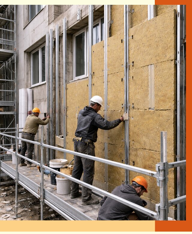 Утепление вентилируемого фасада в Салехарде от 5994 руб/м2 — монтаж и утепление вентфасад | ТепломастерСлх